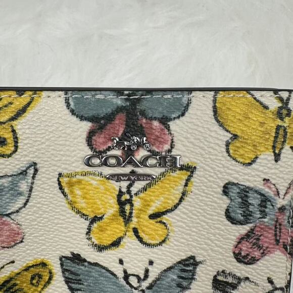 Coach Snap Wallet With Butterfly Print In Canvas/Silver/Chalk Multi CAP10 NWT - Picture 4 of 6